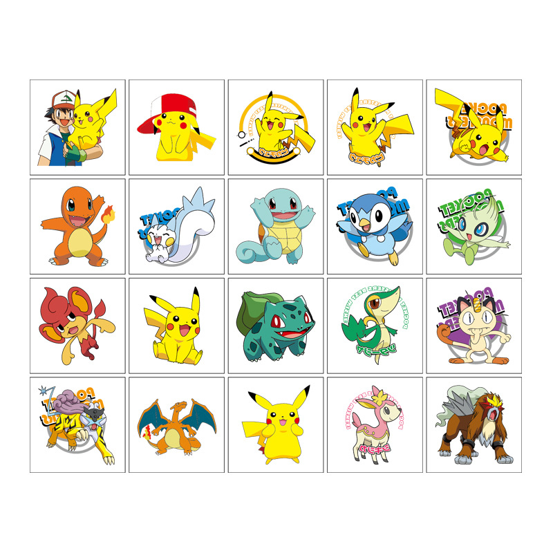 5*5cm 20pcs 포켓몬 피카추 문신 스티커 어린이 - Laptop Accessories Cute 리뷰 및 가격