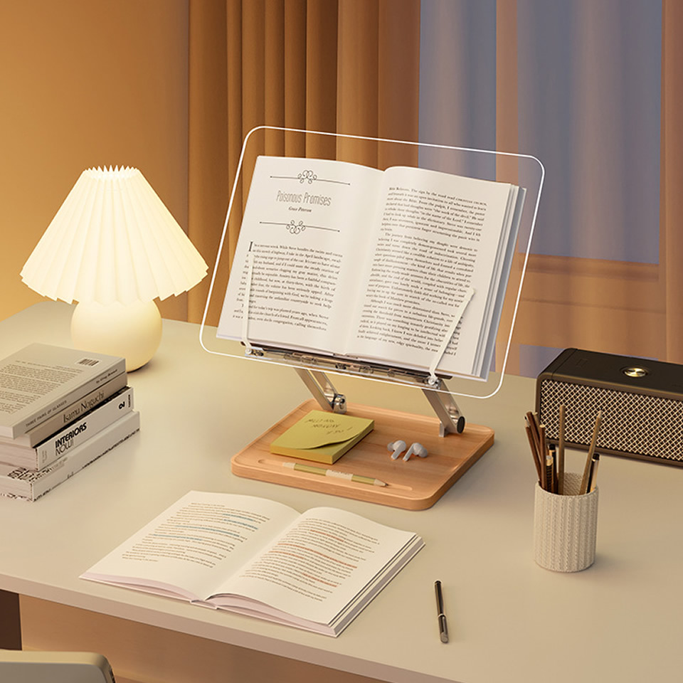 가벼운 투명 아크릴이 포함된 나무 독서대 다기능 리프팅 - Laptop Ergonomic Accessories 리뷰 및 가격