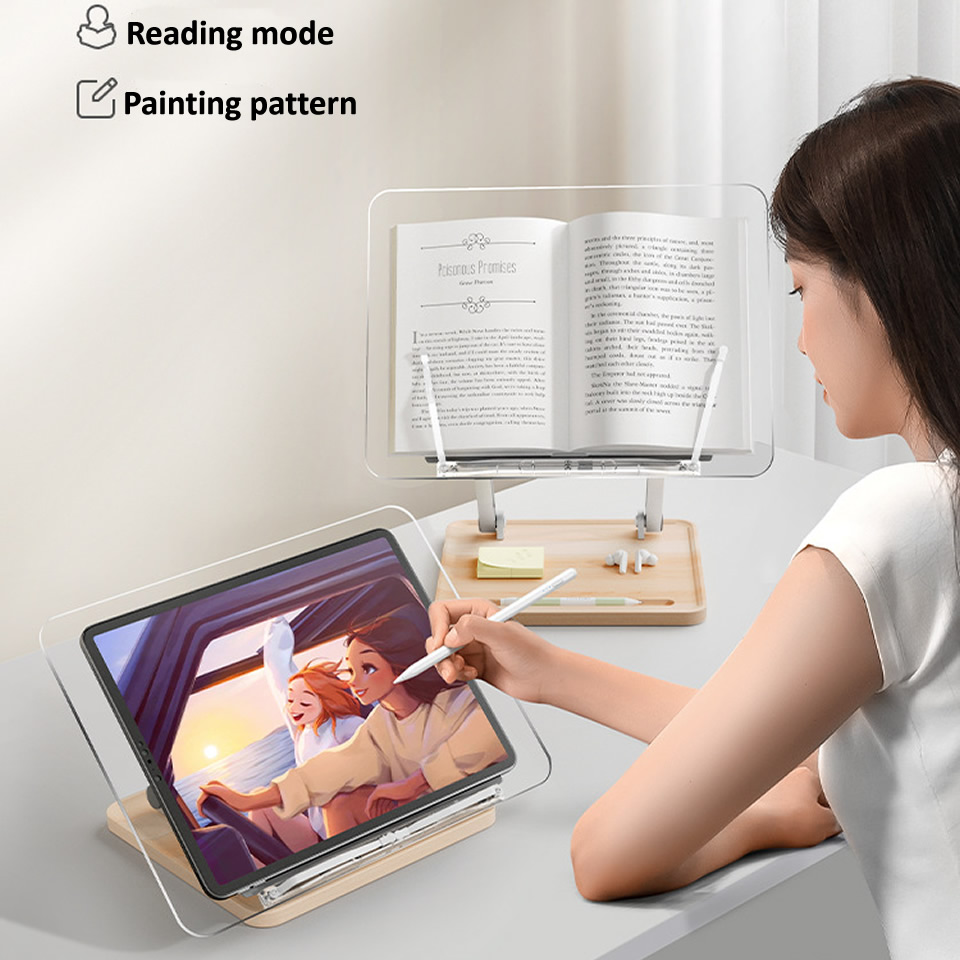 가벼운 투명 아크릴이 포함된 나무 독서대 다기능 리프팅 - Laptop Ergonomic Accessories 리뷰 및 가격